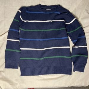 Children’s Place Boys Navy Striped Sweater. 7/8 Medium. Long sleeve. warm. Knit